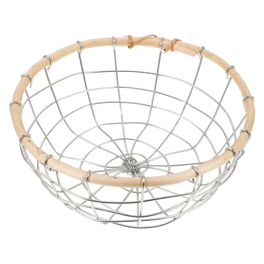 

Iron Wire Fruit Basket Silver Mesh Storage Organizer Countertop Vegetable Reusable Bread Snack Home Metal Baskets Kitchen Bar