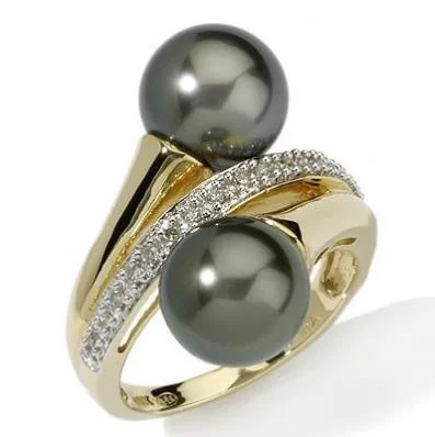 

Fashion Rings for Women Gold Diamond Ring Elegant Luxury Black Pearl Jewelry Wedding Engagement Party Ring Gift Size 5-11