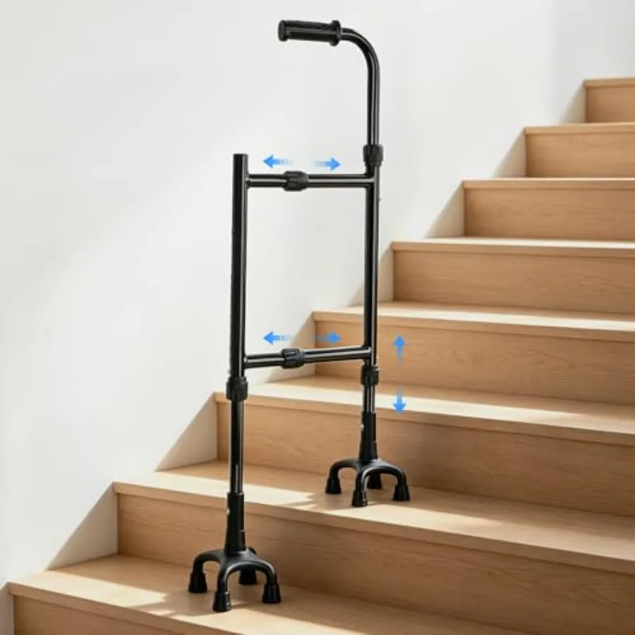 

Stair Climbing Aid Cane for Seniors Height and Width Adjustable, Lightweight Portable, Slip-Resistant Sturdy Fits Standard Step