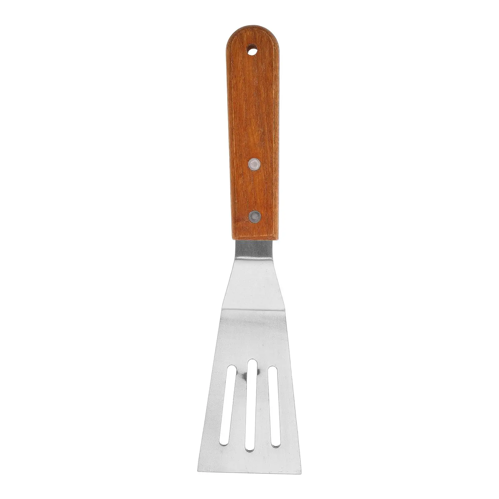 

Stainless Steel Spatula Head Ergonomic Wood Handle Versatile Cooking Tool Wide Head Mini Spatula Flexible Metal Kitchen