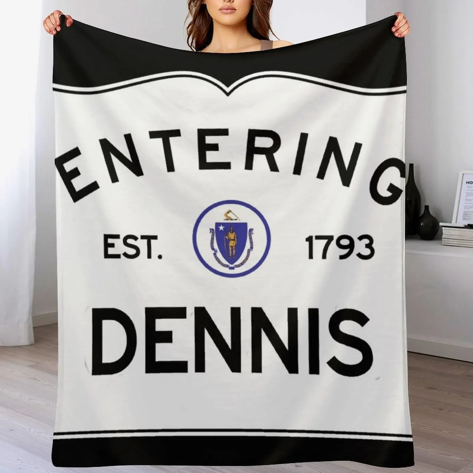 Entering Dennis - Commonwealth of Massachusetts Road Sign Throw Blanket Machine Washable Soft Warm Blanket