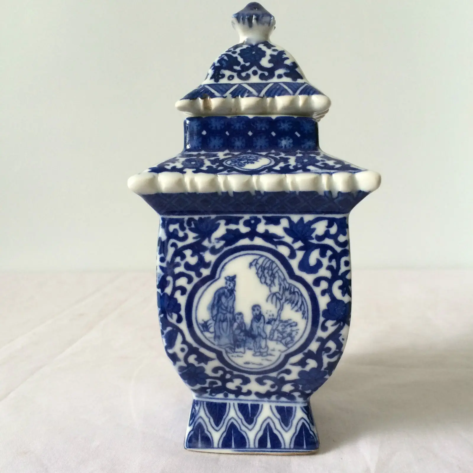 antique Blue and white porcelain jar pagoda in ancient China