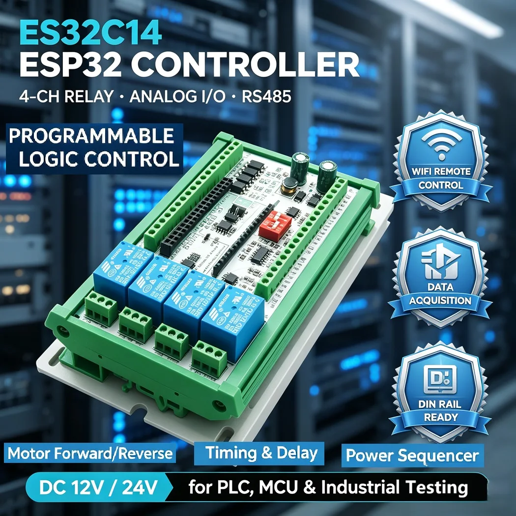 ESP32 IO Relay Module RS485 4CH Opto-isolated NPN Input 4-20mA 0-10V Analog Collect WIFI MQTT Remote Control Switch
