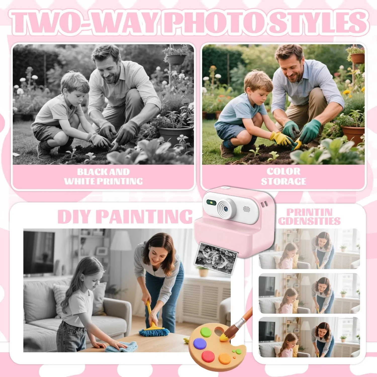 Instant Print Camera Mini Portable Thermal Printer Photography Photo Camera 1080P HD For Birthday Gift - view 6