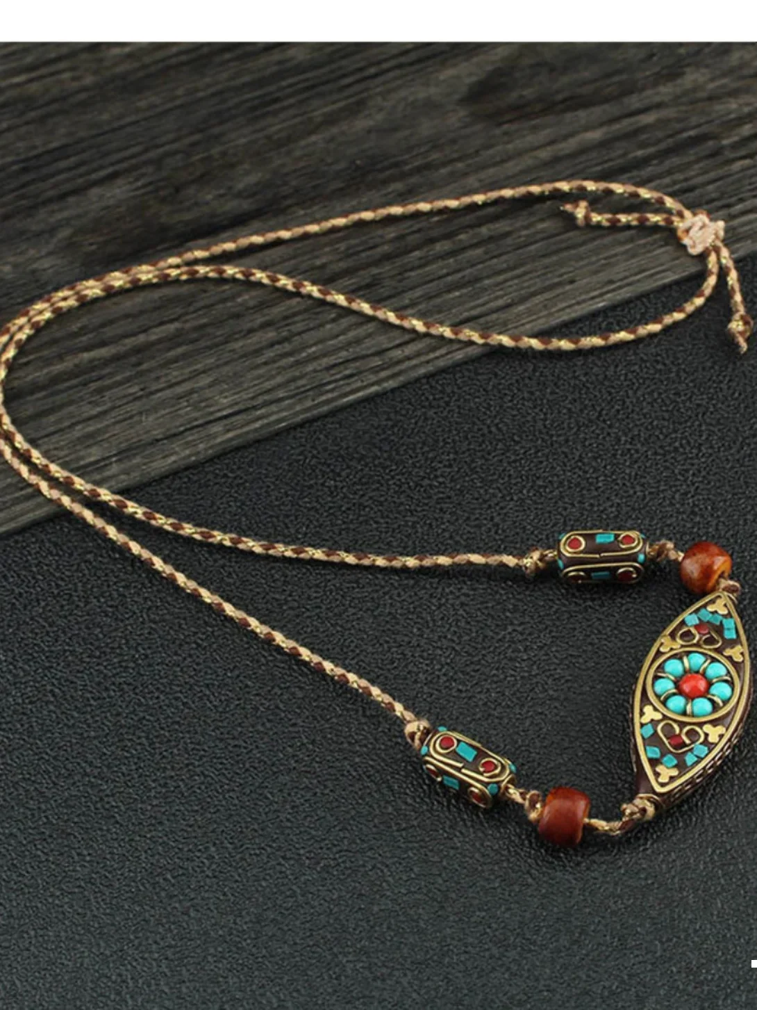 المواطنية الوطنية نمط النيبالية بوذا العين قلادة اليد الملتوية حبل الحد الأدنى القطن والقنب الاكسسوارات قلادة اليدوية Je