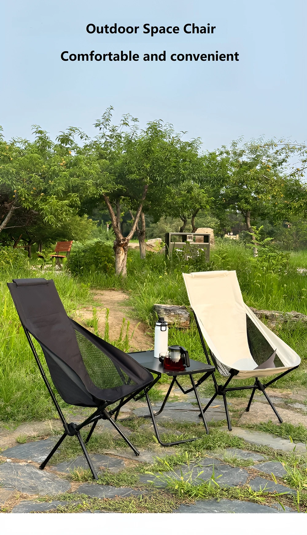 Faltbare Campingstühle Set Leichtgewichtige Klappstühle Ultraleichte Backpacking-Mondstühle für Garten Picknick Strand Angeln – Detail 6