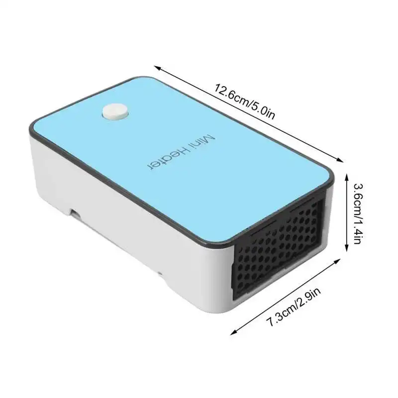 7.3X12.6X3.6cm سخان صغير سريع التدفئة منخفضة الضوضاء Miniwatt الأزرق المحمولة مكتب دفئا مع قوس الدورية لمكتب الغرفة