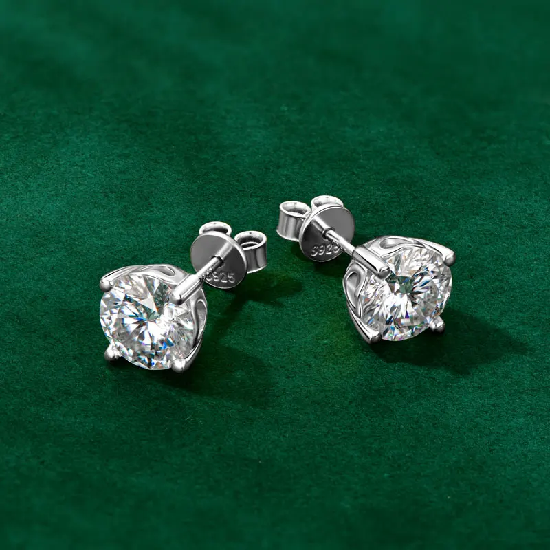 

IOGOU искрящиеся серьги-гвоздики с одним камнем D VVS1 с муассанитом для женщин и мужчин, классические серьги из серебра 925 пробы с четырьмя когтями и сертификатом