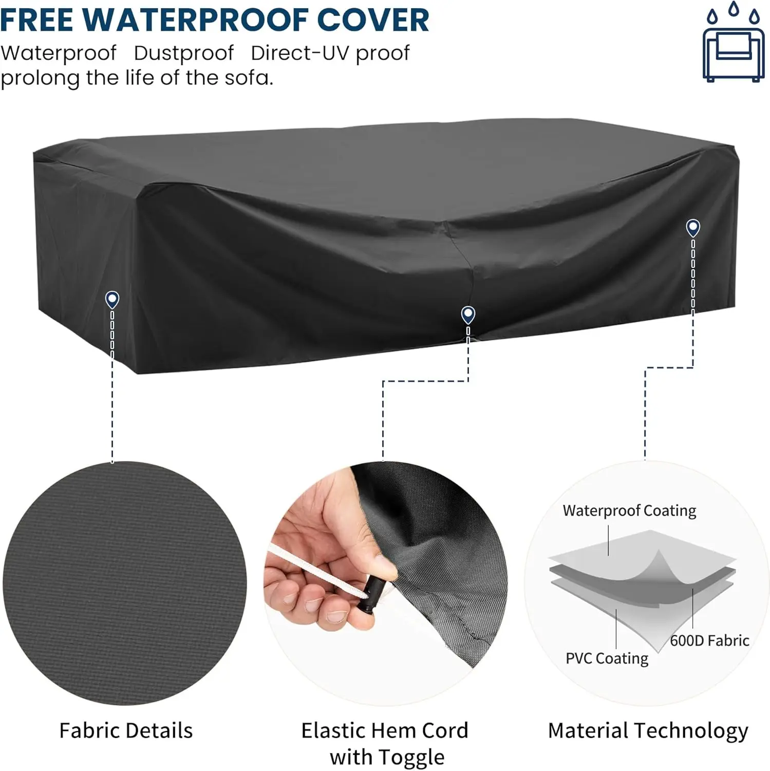 Mobiliário de exterior Rattan Define com Fire Pit Table, Sofá Modular Set para quintal, deck e mesa de café