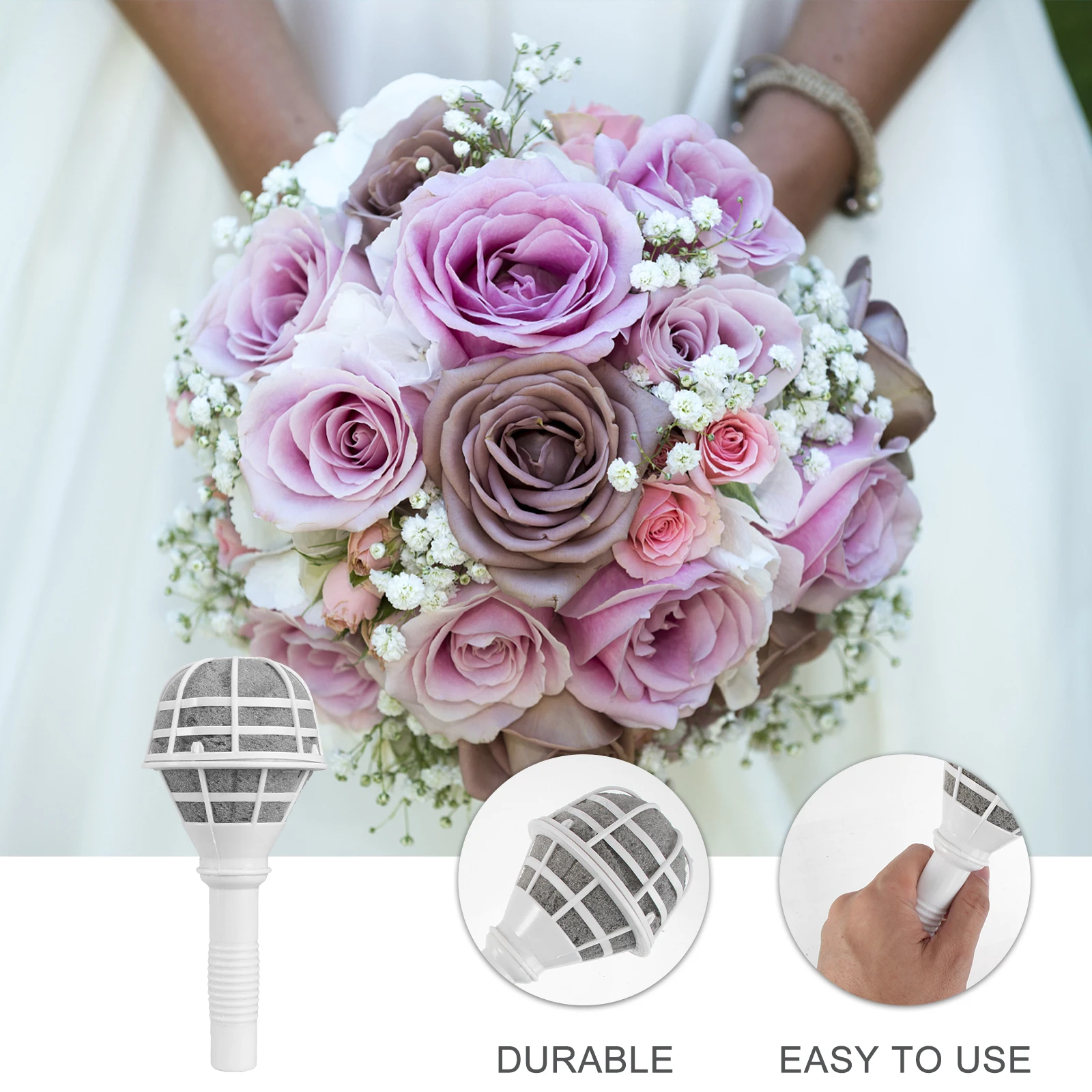 

6pcs Floral Handle For Wedding Bridal Bouquet Holders With Mud Preservative Compact Lightweight Flower Diy Holder For