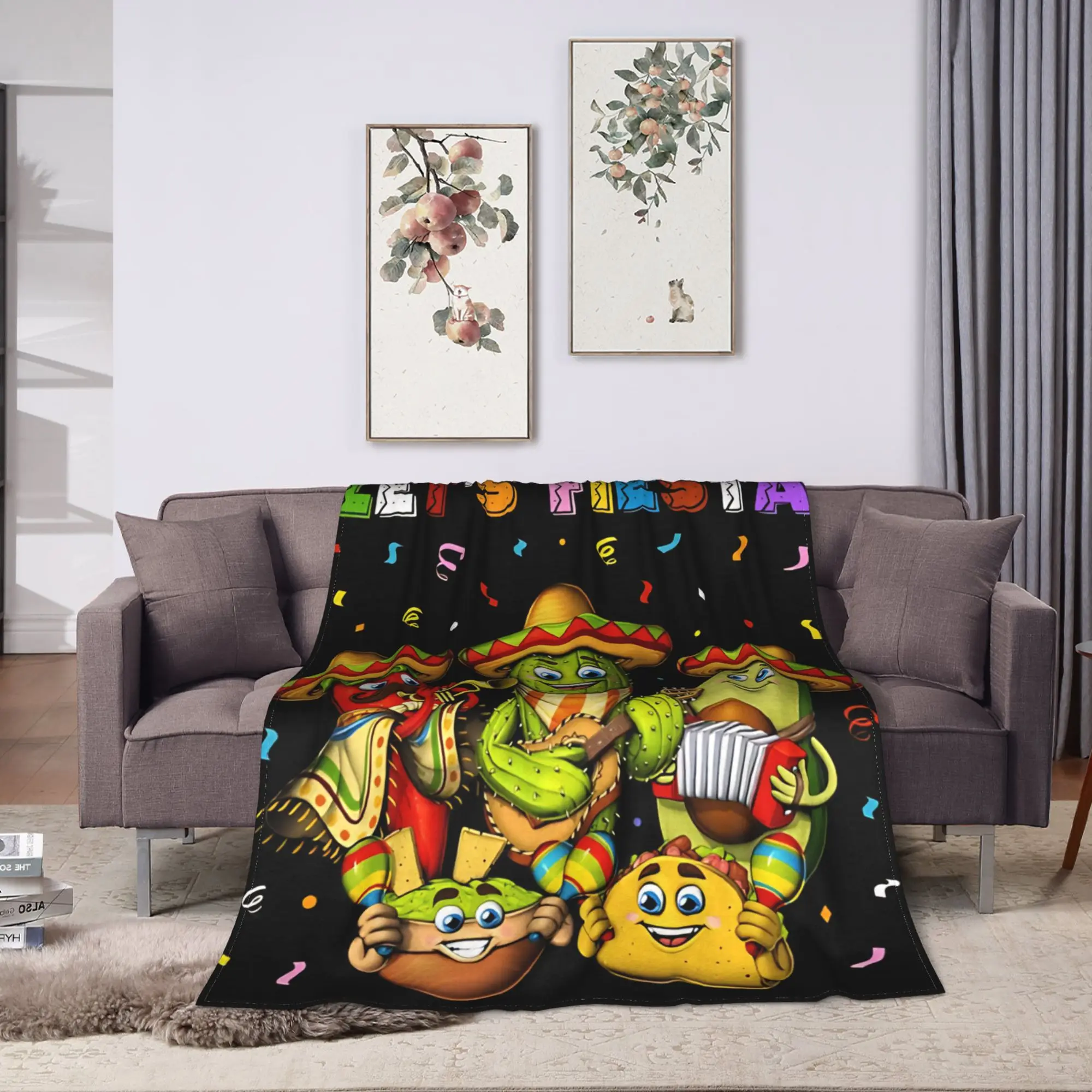 Let's Shift Party Fiesta Plush Blanket Boys Mexican Amigo Cinco De Mayo Flannel Throw Blanket For Home Decor Soft Bedspread