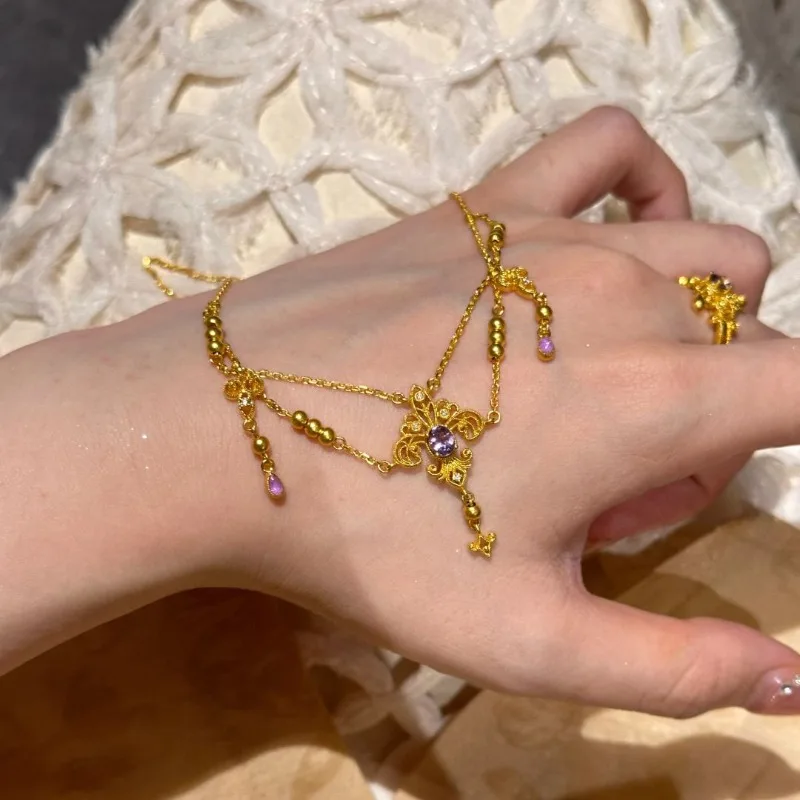 الأميرة على الجري "رقص الطائرة الورقية" القزحية الذهب شرابة قلادة خفيفة فاخرة حساسة مجموعة سلسلة قسط سلسلة الترقوة