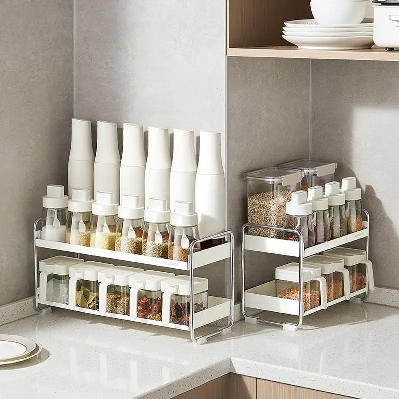 

Modern Simple Kitchen Wall Corner Storage Rack Oil Salt Seasoning Holder Stainless Steel 201 Single Layer Shelf