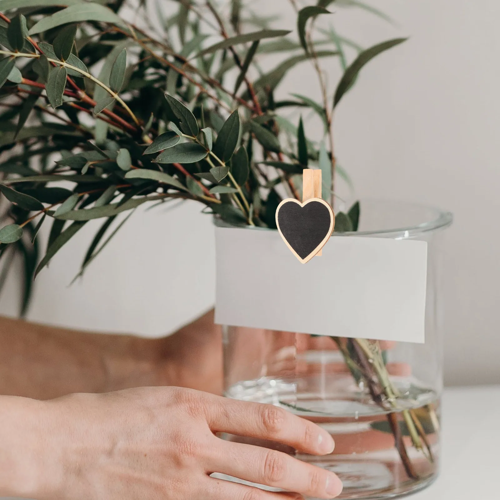 

24 Pcs Heart Shaped Wood Photo Holder Blackboard Memo Clips Note Tags Food Labels Home Decor Romantic Signs Clamps