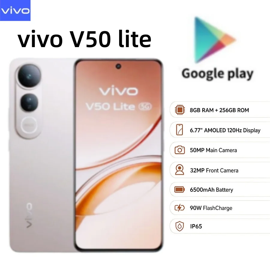 Best‑Selling 2026 Brand New VIVO V50 Lite Android 11 Unlocked Mobile Phone 8GB RAM 256GB ROM 6.58‑Inch Full Screen Dual 64MP