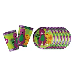 Barney Themed Birthday Party Decorations Disposable Cutlery Plate Tablecloth Cup Balloon Birthday Party Baby Shower Decorations