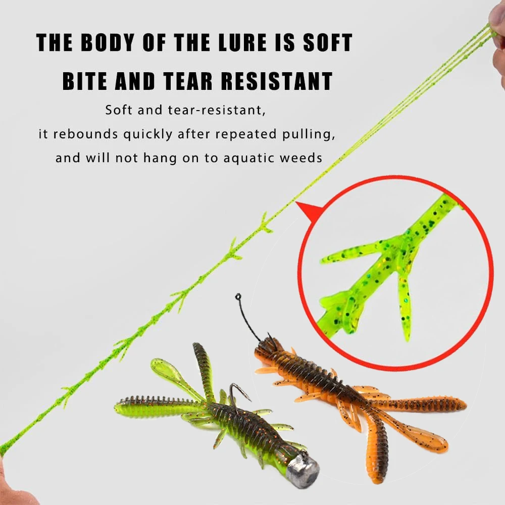 Schwimmende Weichköder-Set 5cm 6cm 7cm Garnelen-Jig-Rig Pesca Angelausrüstung 10Stk 20Stk Köder-Tackle Silikon-Swimbait Karpfen-Lockmittel – Detail 8