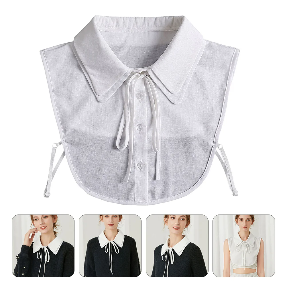 1 قطعة المرأة وهمية طوق قميص أبيض أنيق الشيفون كاذبة طوق الملابس التبعي المألوف الملابس الزخرفية لهجة #4