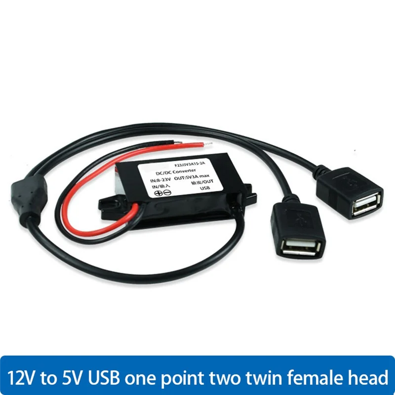 #706S 12V (8-23V) to 5V 3A Female USB DC Car Power Converter Voltage Regulator DC Module Car Motorcycle Charger Adapter (black)