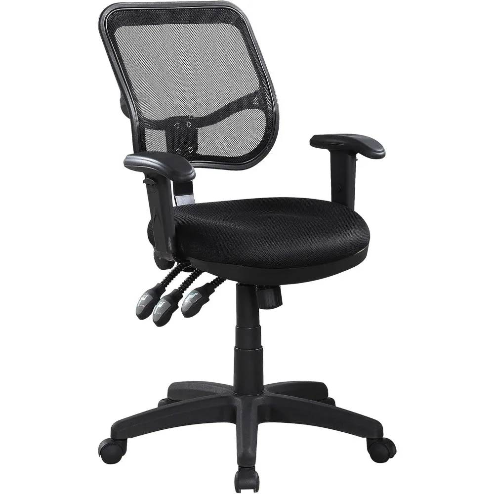 كوستر المفروشات المنزلية - رولو - كرسي مكتب مريح منجد قابل للتعديل مع مقعد خلفي شبكي، قاعدة تكلم - معاصر