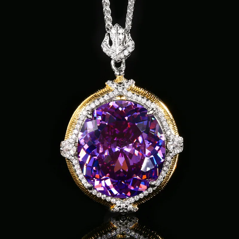 Sparkling 5A Grade Pendant Necklace Rings 18*20mm Blue Red Pink Purple Yellow Pendants Fashion Jewelry Accessories