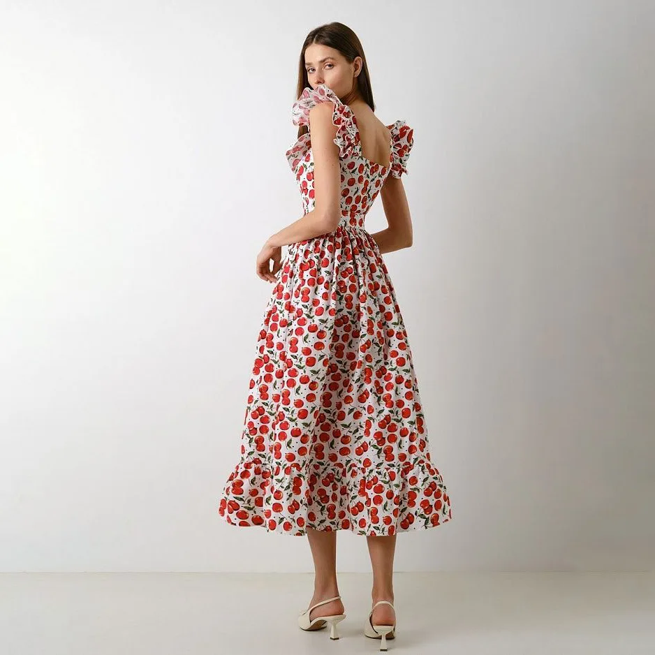 Abito lungo maxi Abbigliamento donna Primavera Estate Bohemian Holiday Beach Stile coreano Floreale Vintage Slim Abiti Robe Abiti Boho