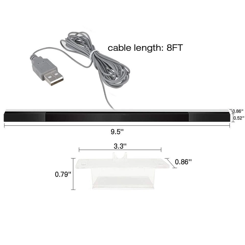 2/5 قطعة شريط الاستشعار USB الأشعة تحت الحمراء TV راي السلكية عن بعد الاستشعار بار استقبال مغو لعبة وحدة التحكم اكسسوارات ل Wii/Wii U