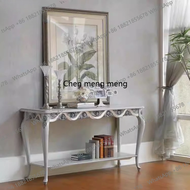 

European solid wood entrance table French fashion foyer cabinet neoclassical antique dressing table simple sofa edge