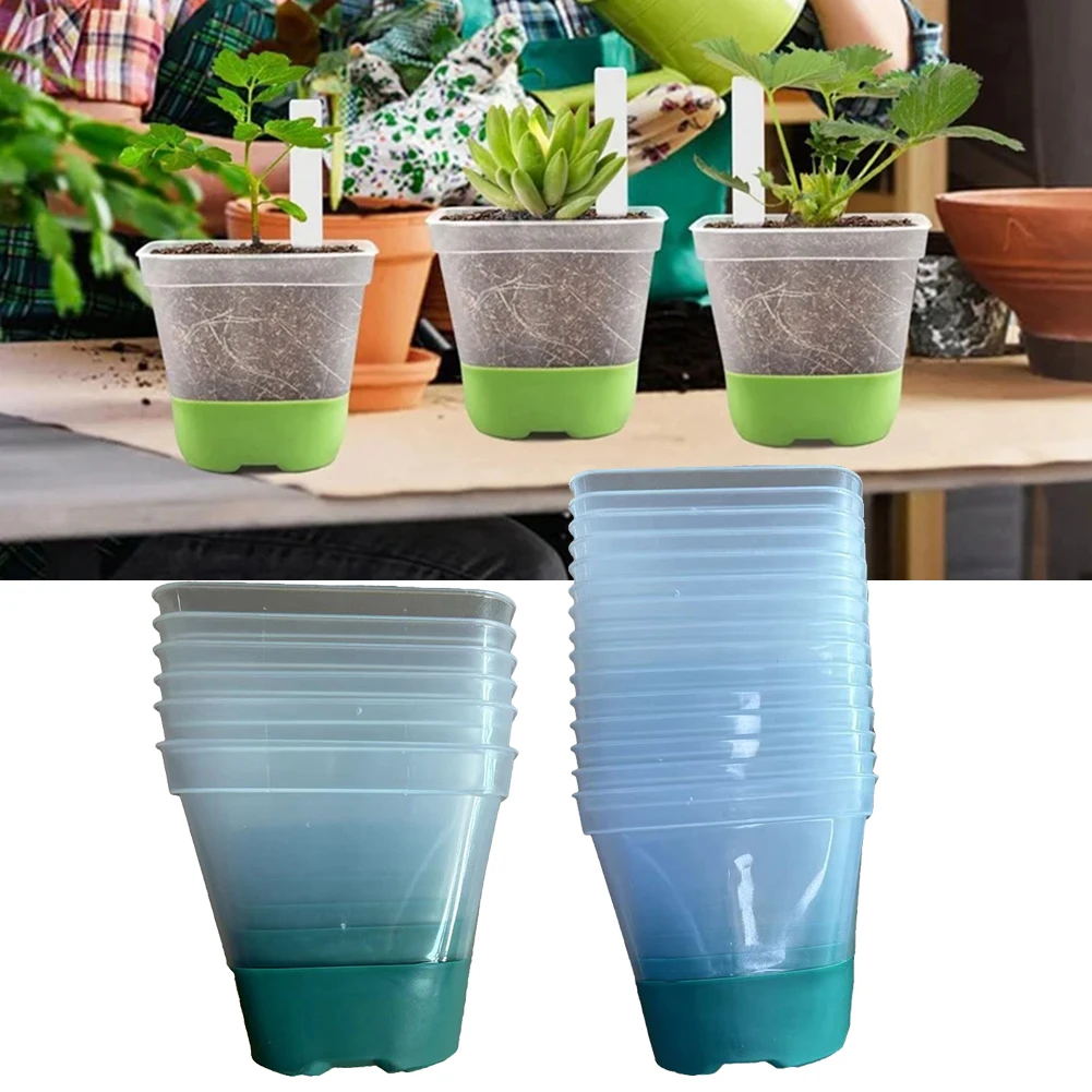 Plastic Square Transparent Planting Pot With Silicone Bottom Macetas Para Plantas Plant Pot Decoraciones Flower Pot Home Garden