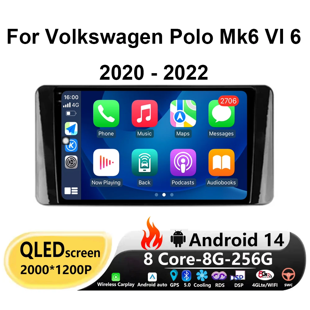 

Car Radio Android 14 For Volkswagen Polo Mk6 VI 6 2020 - 2022 Multimedia Video Player Navigation Stereo Carplay GPS DVD No 2Din