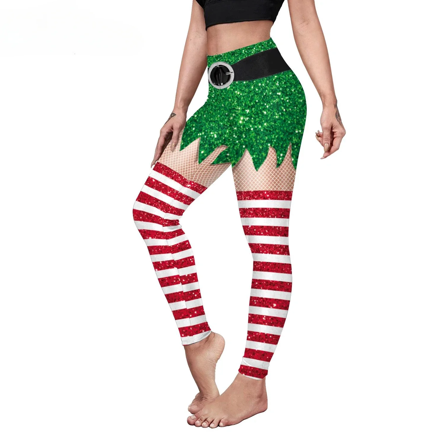 Fashion Elf Printed Leggings Christmas Pants Santa Claus Cosplay Costume Xmas Women Leggings Sexy Tights Trousers Party Pants