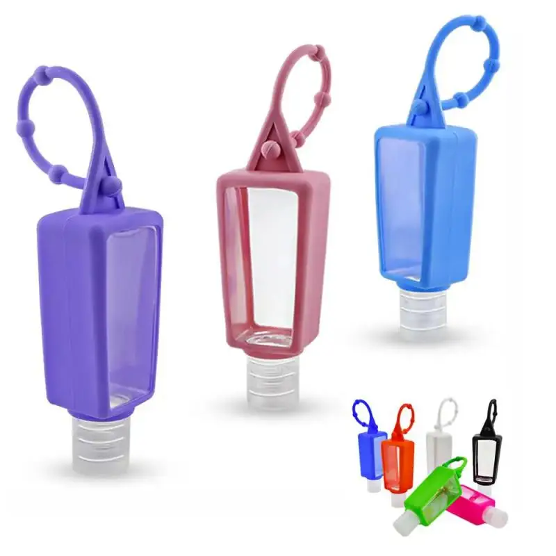 30ml Silicone Mini Hand Sanitizer Hand Gel Holder Refillable Hook Empty Squeeze Bottles Portable Travel Soap Dispenser Bottle