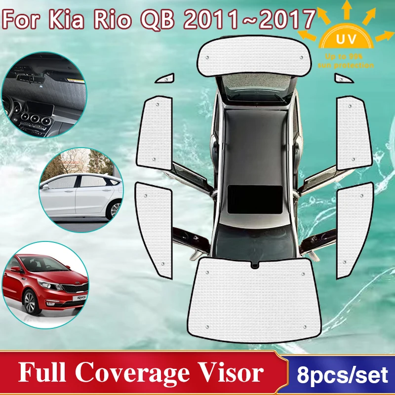 Full Covers Sunshade For Kia Rio QB 2011~2017 Sedan Hatchback Windshield Windows Sun Protection Visor Car Accessories 2013 2014