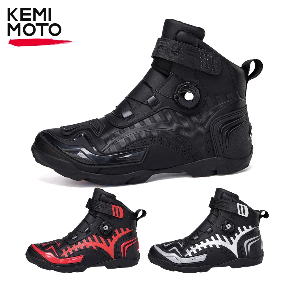 

Motorcycle Boots Men Racing Shoes Riding Off-road Motorbike Breathable Black Durable Comfortable Soft Unisex Highly Elastic