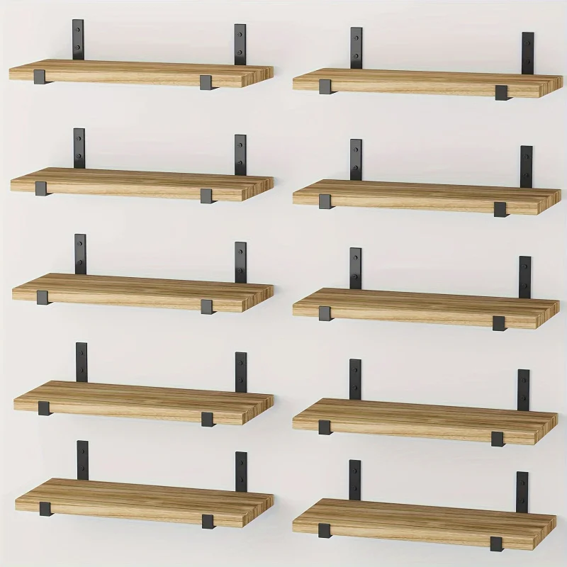 

10 Pack Rustic Wood Floating Shelves for Wall Decor, 15.8*5.9 In, Multi-Functional Book Shelves for Bedroom, Kitchen, Bathroom,