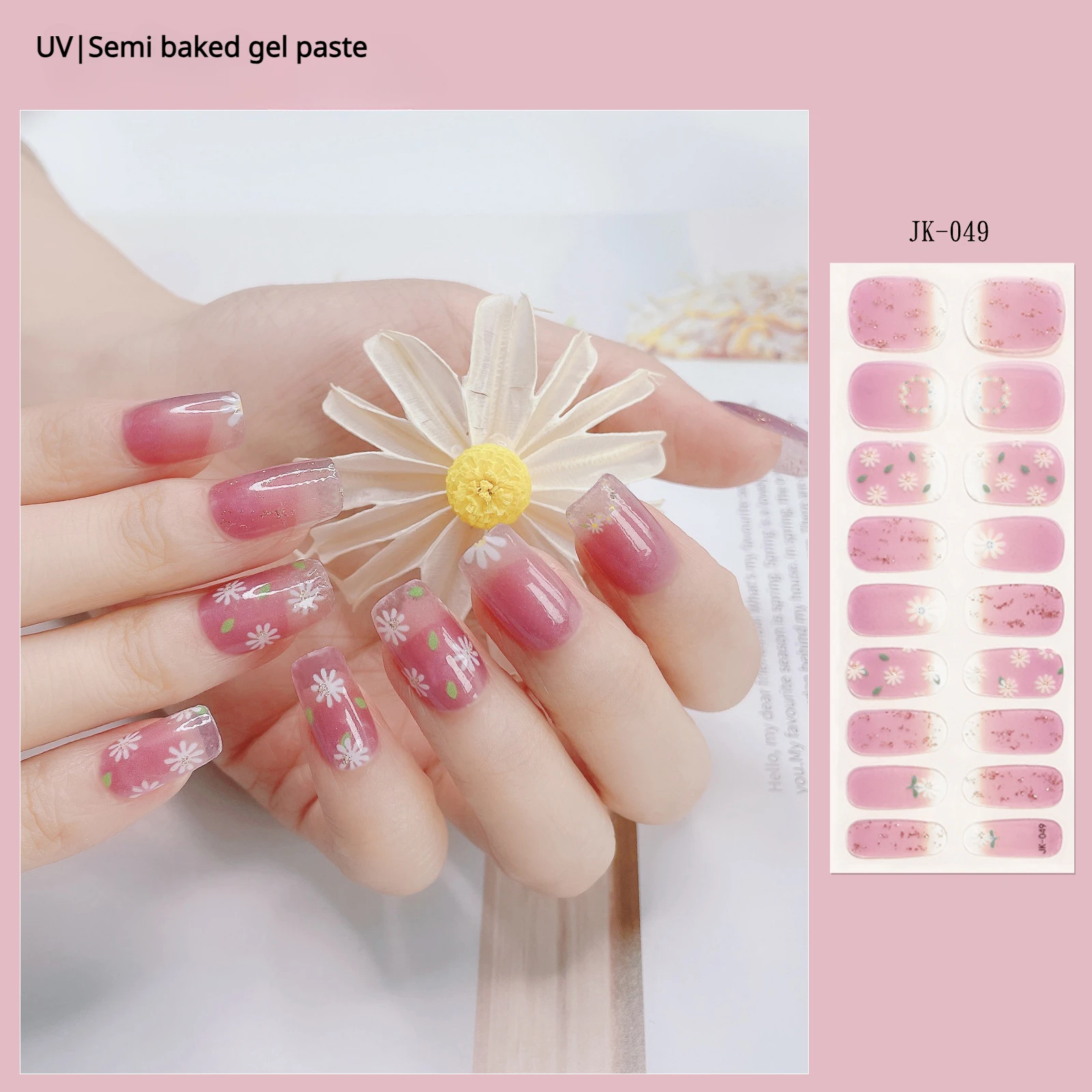 1 Vel Semi-Uitgeharde Gel Nagels Sliders Manicure Decor Voor UV Led Lamp Zelfklevende Nail Art Decoratie Tips Mode Nagelsticker