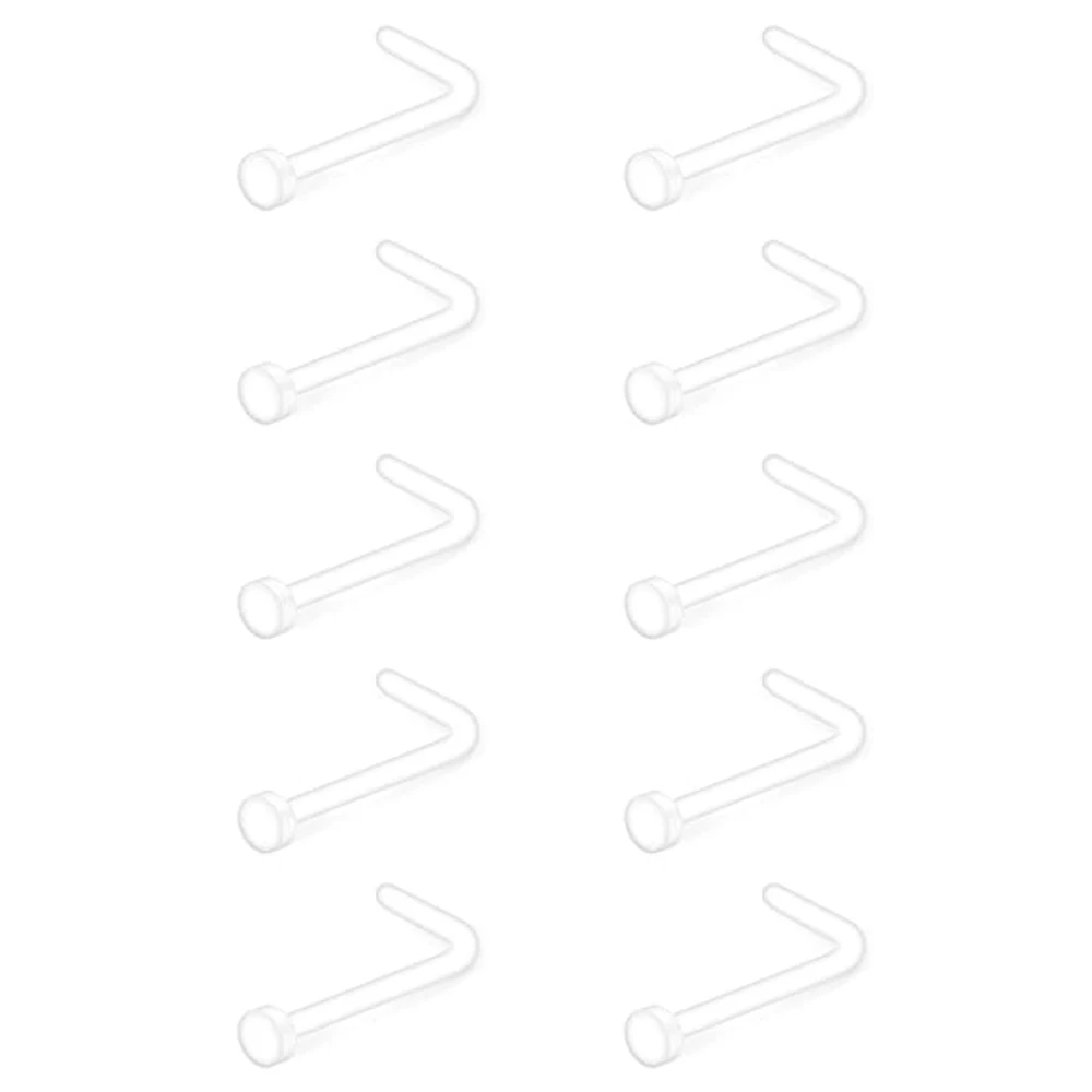 10 Stück/Packung 16 g 18 g 20 g klare Nasenstecker für die Arbeit, L-förmige Nasen- und Lippenringe, Piercing-Halterungen, Bioflex-Kunststoff für die Chirurgie