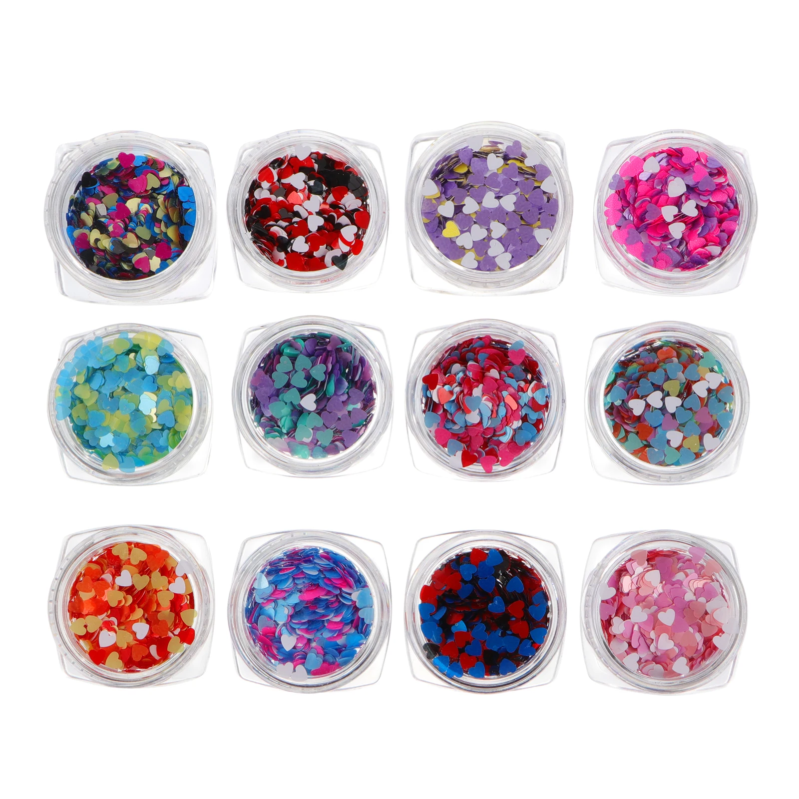 

12pcs Heart Shaped Art Stickers 12 Boxes Sequins Glitter Decor Makeup Sticker Manicure Craft Projects Pet Confetti Nail