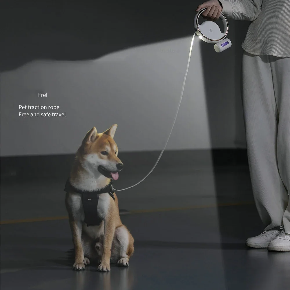 2023 New Hands Free Retractable Pet Dog Leash Lead Walking Traction Rope Night Luminous LED Breathing Light Rope Dog Leash