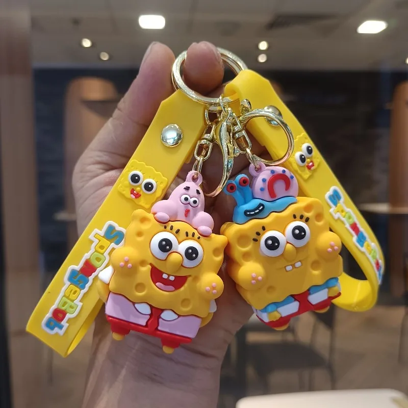 

Kawaii SpongeBob SquarePants Keychain Couple Cute Cartoon Pendant Doll Pie Big Star Girl Backpack Accessories