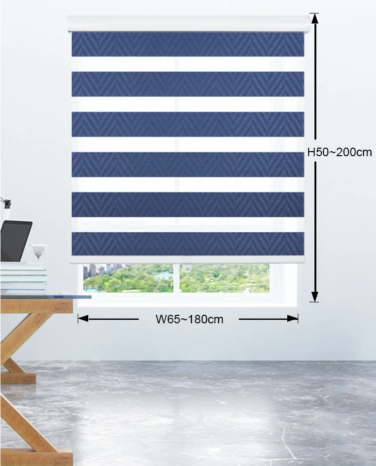 ZSTARR-Sombra opaca para ventana de casa, doble privacidad, Motor eléctrico impermeable, control remoto, WiFi, persianas enrollables de cebra para baños