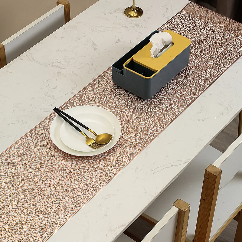 Camino de mesa ahuecado creativo de PVC, decoración de mesa de comedor con bandera de semillas de melón, tapete de comida, aislamiento antiquemaduras, 1,5 m