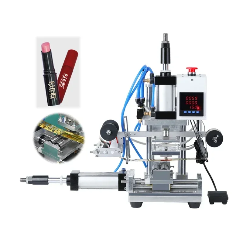 500W Pneumatic Hot Stamping Embossing Machine Lipstick Tube Pen & Curved Surface DTF Printer Cylindrical Bronzing Machine