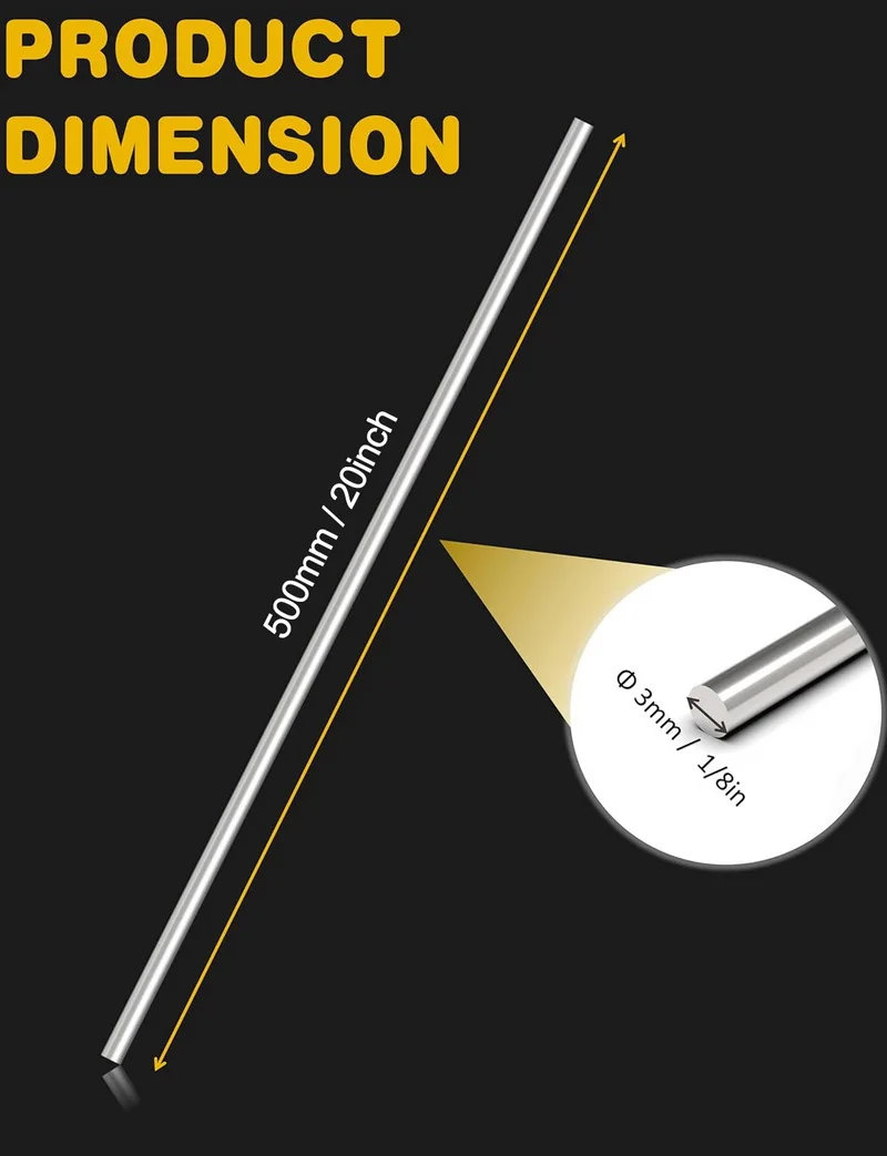 2 Stück 304 Edelstahl Massivstangen, sortiert für DIY-Bastelwerkzeuge, Durchmesser 2mm 3mm 4mm 5mm 6mm 8mm – Detail 6