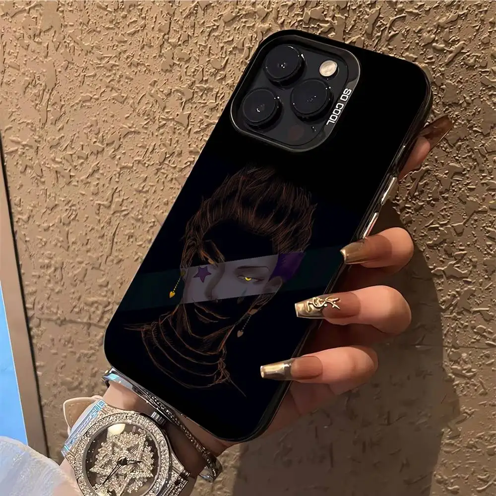 حافظة هاتف أنيمي H-Hisoka M-Morow لهواتف iPhone 17,16,15,14,13,12,X,8,Pro,Max,Plus,E,SE4,Air,Mini IMD أسود غير لامع