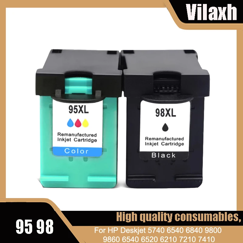 

Vilaxh 95 98 ink cartridge compatible for 98 XL 95 HP98 HP95 Deskjet 5740 6540 6840 9800 9860 6540 6520 6210 7210 7410