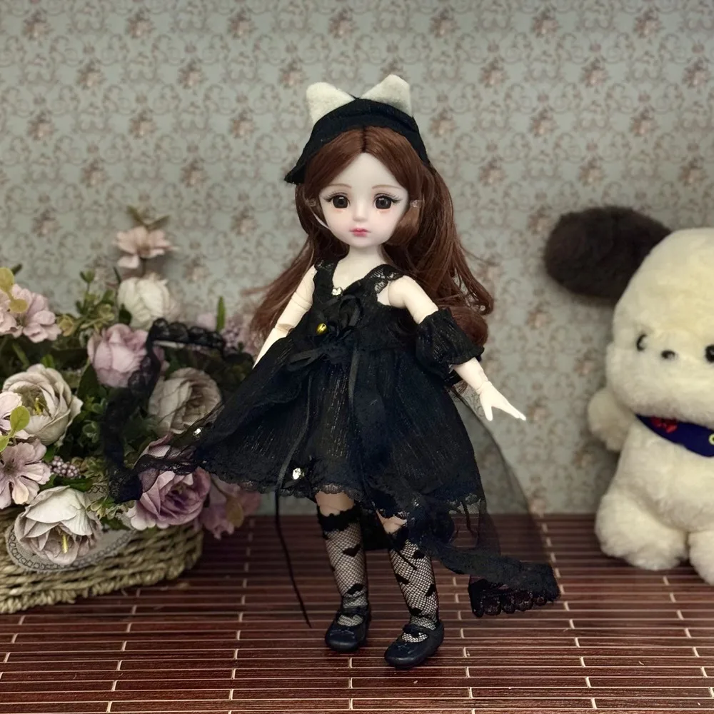 Dressing Doll avec vêtements 30cm BJD Doll Dress Up 1/6 BJD articulations amovibles poupée yeux 3D colorés 1/6 Bjd poupées enfants jouet