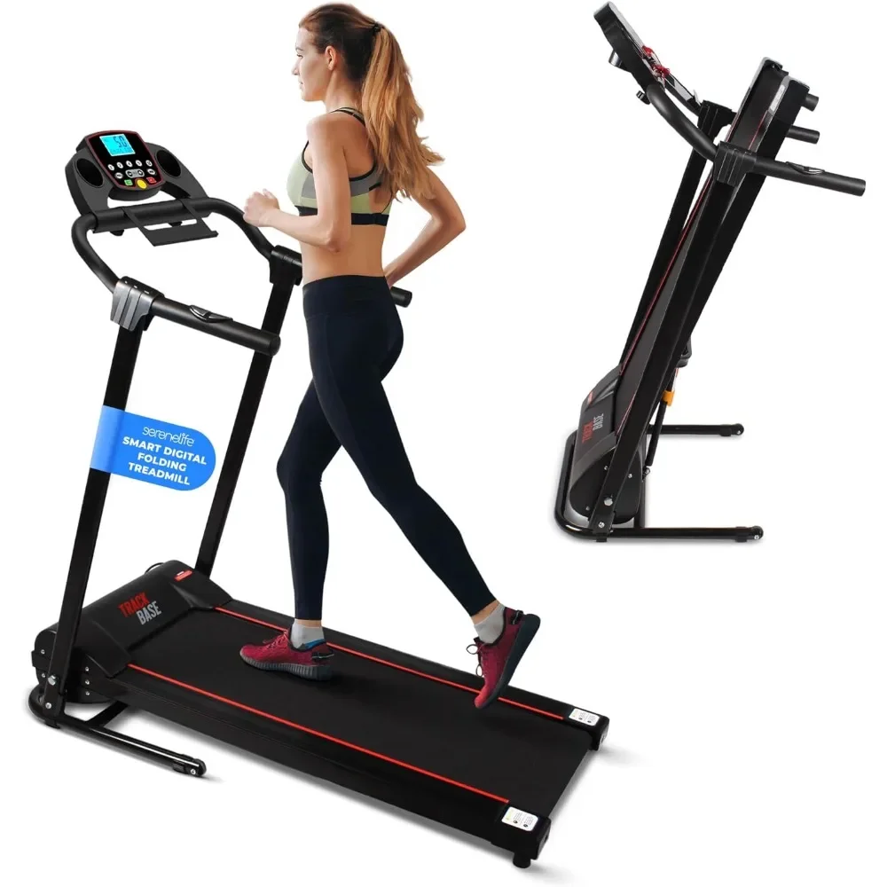 Tapis roulant pieghevole, attrezzatura per il fitness domestico con esercizi cardio LCD, programmi preimpostati e regolabili, connettività Bluetooth