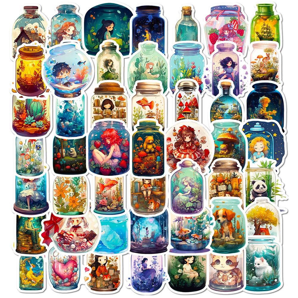 

10/30/50pcs Cute Cartoon Bottle World Stickers Aesthetic Decals DIY Skateboard Phone Luggage Car Waterproof Graffiti Sticker Toy