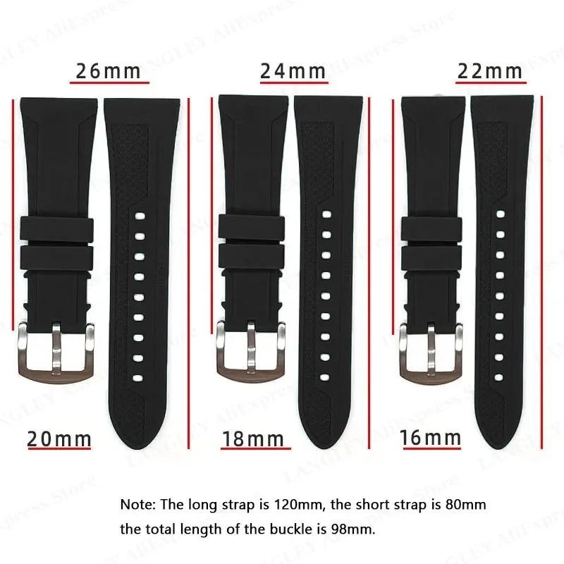 Silicone Watch Band Watrproof Straps for Rolex for Panerai Strap 22mm 24mm 26mm Watch Accessories Soft Rubber Men Sport Bracelet